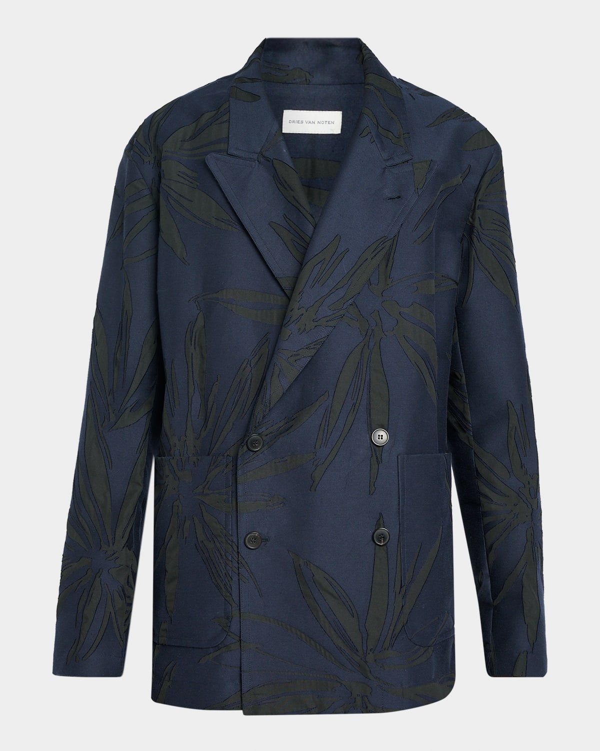 Dries Van Noten Men's Abstract Floral Double-Breasted Blazer