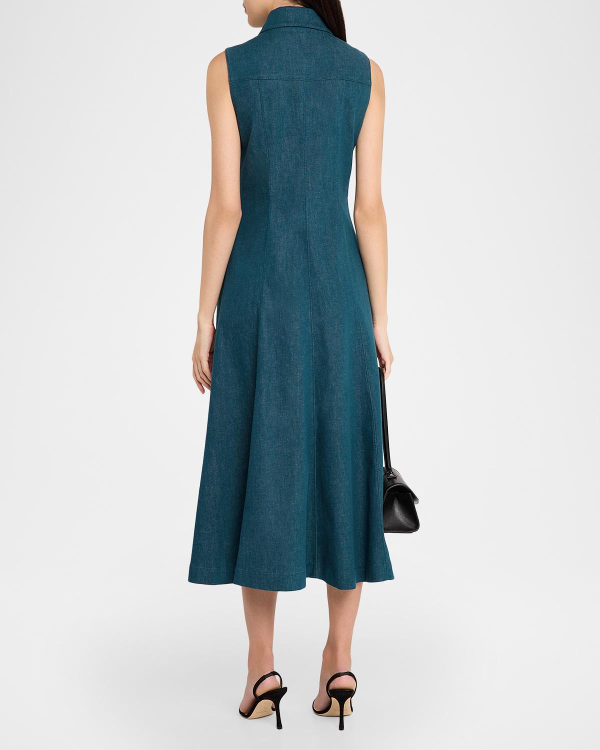 Sleeveless Denim Midi Shirtdress - thumbnail 3