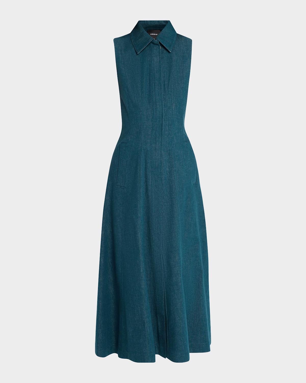 Sleeveless Denim Midi Shirtdress