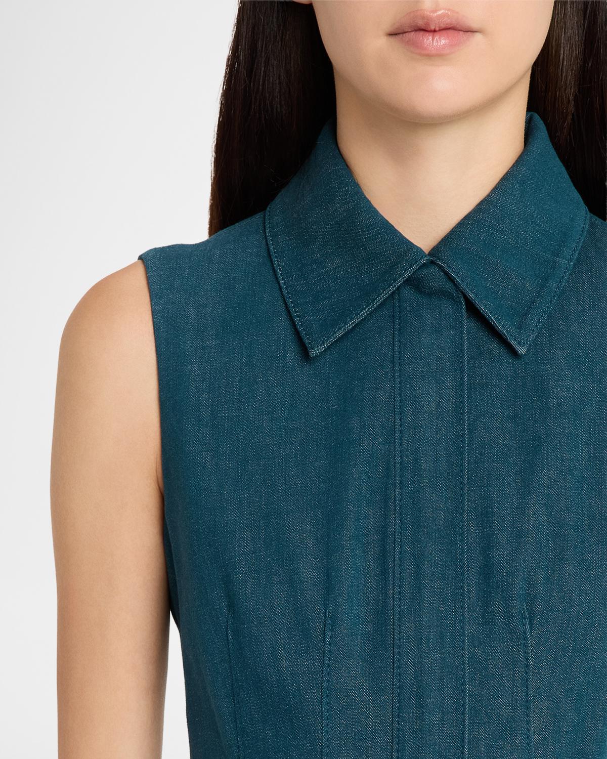Sleeveless Denim Midi Shirtdress - thumbnail 5