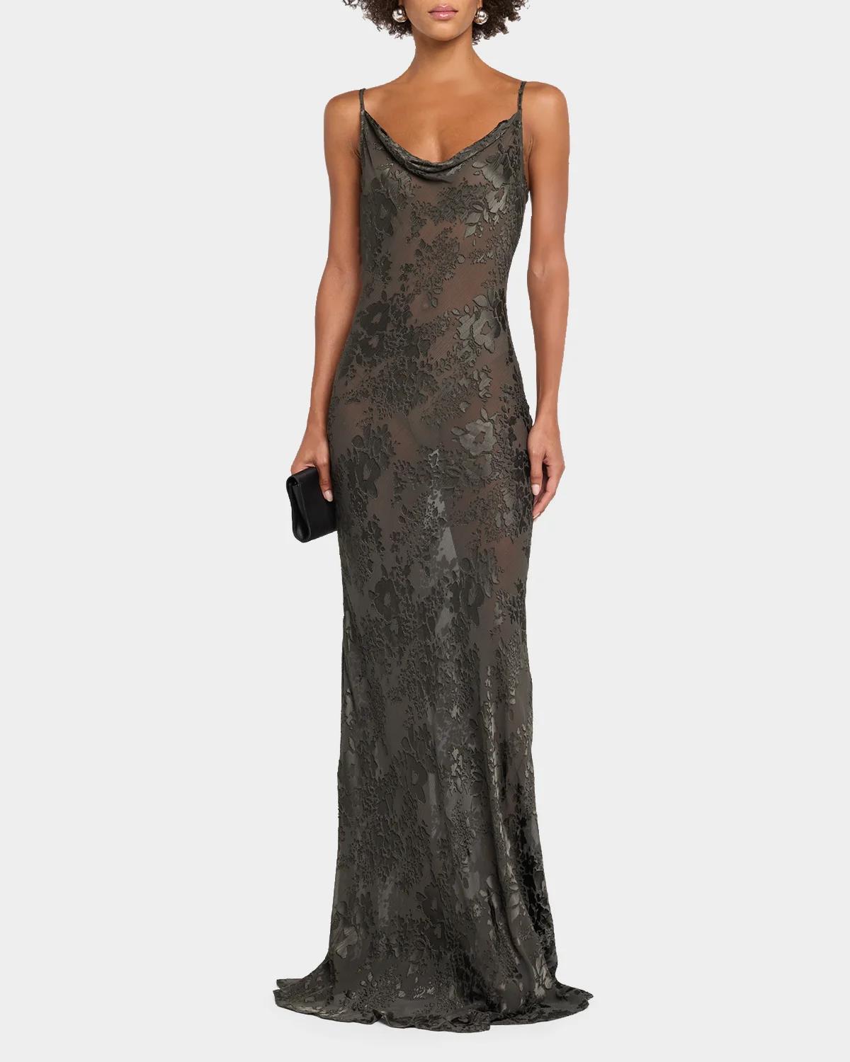 Christine Burnout Satin Gown - thumbnail 2