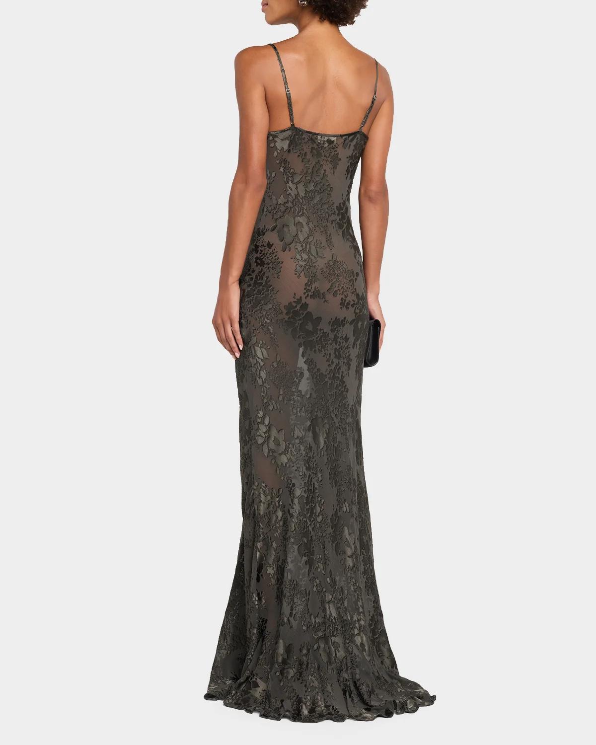 Christine Burnout Satin Gown - thumbnail 3