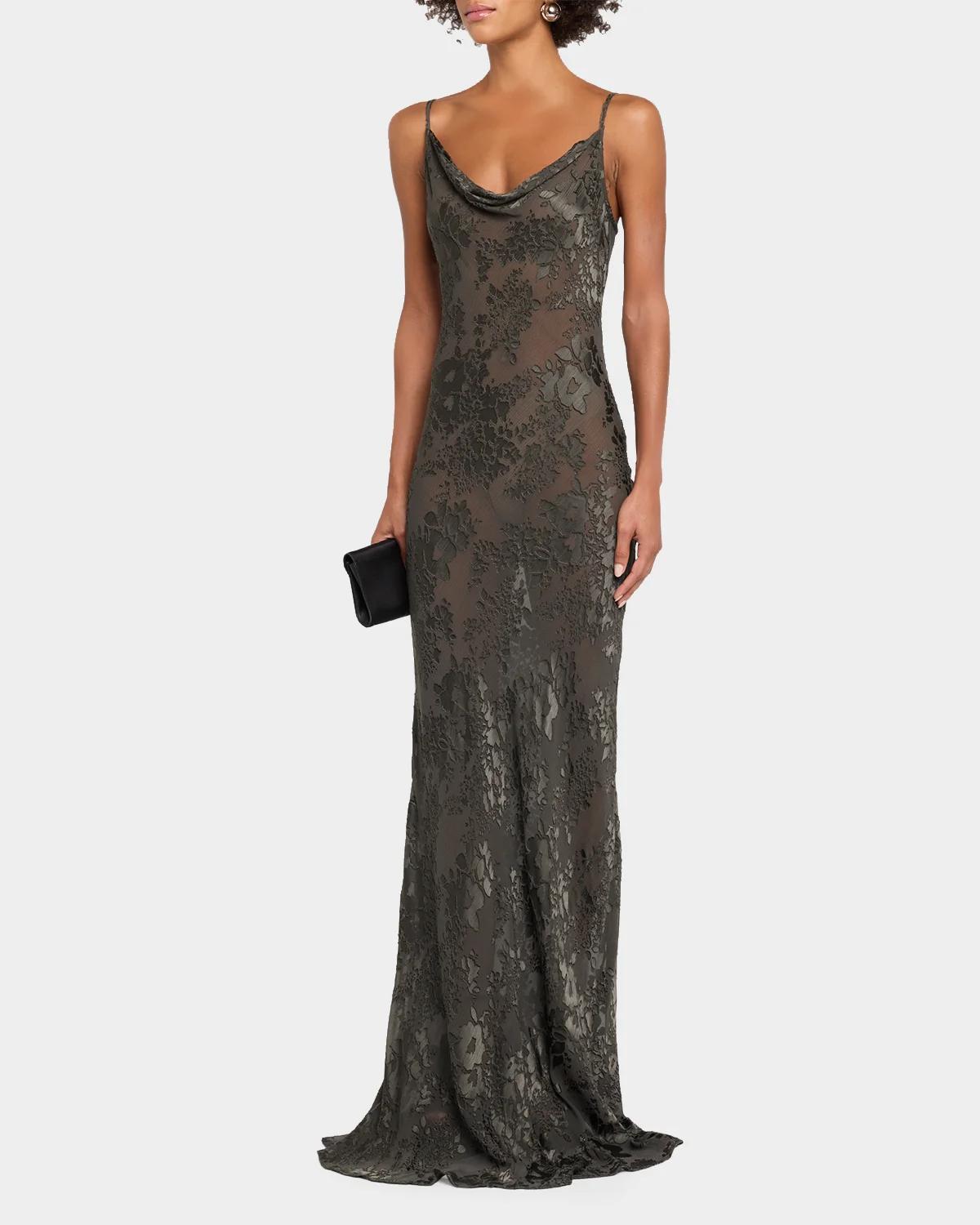 Christine Burnout Satin Gown - thumbnail 4