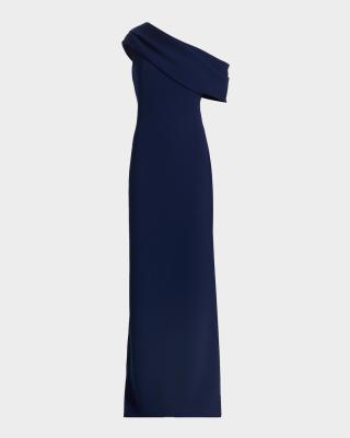amsale draped one shoulder dress Amsale Draped Satin One Shoulder Dress