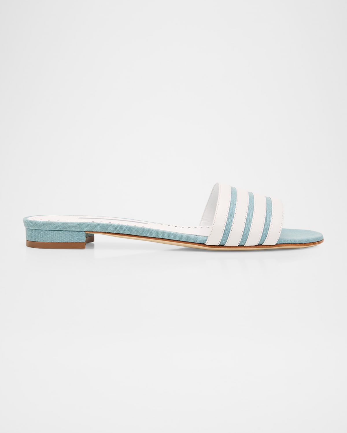 Manolo Blahnik Kenitra Striped Linen & Leather Sandals | Neiman Marcus
