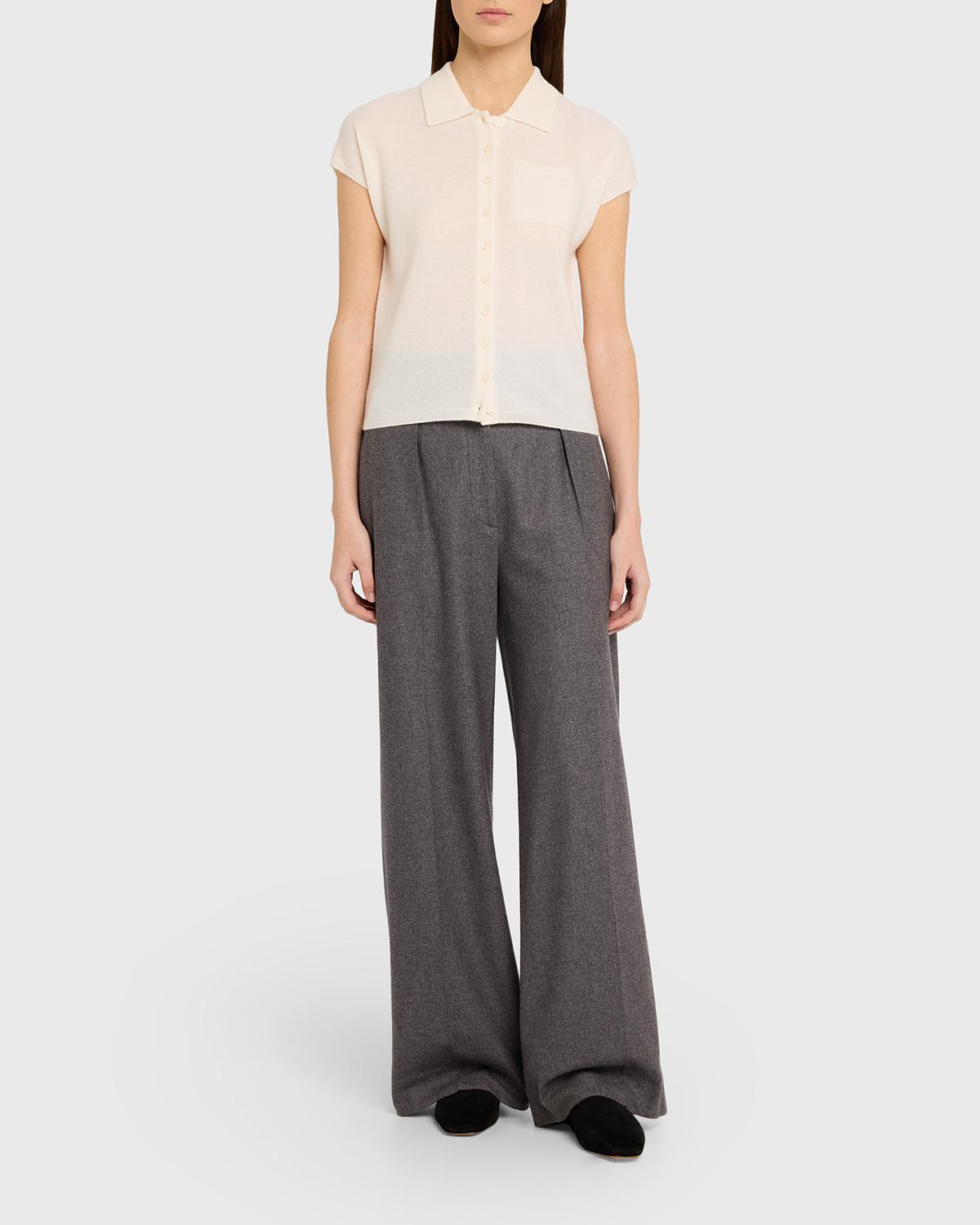 Short-Sleeve Cashmere-Blend Polo Sweater - thumbnail 2