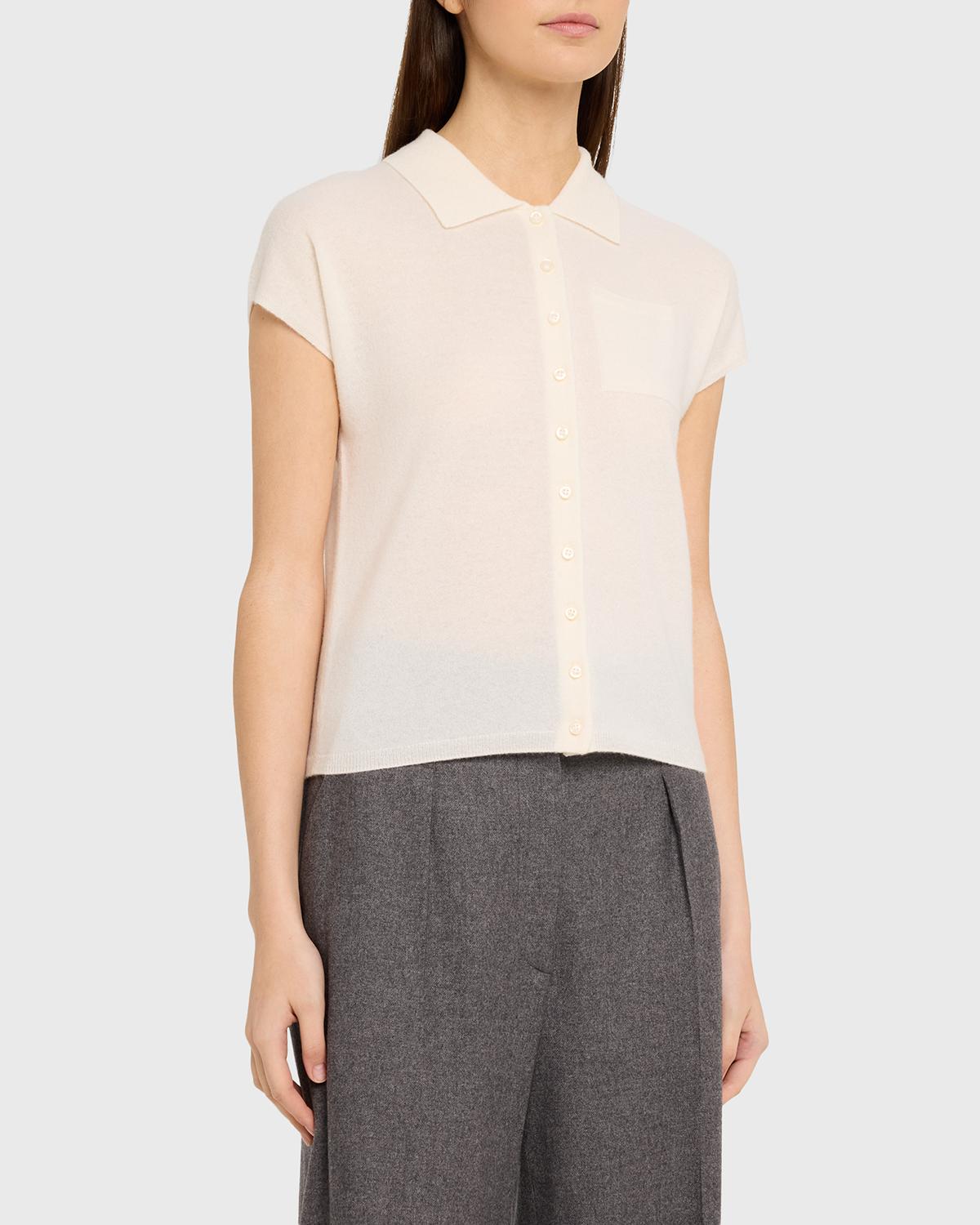 Short-Sleeve Cashmere-Blend Polo Sweater - thumbnail 4