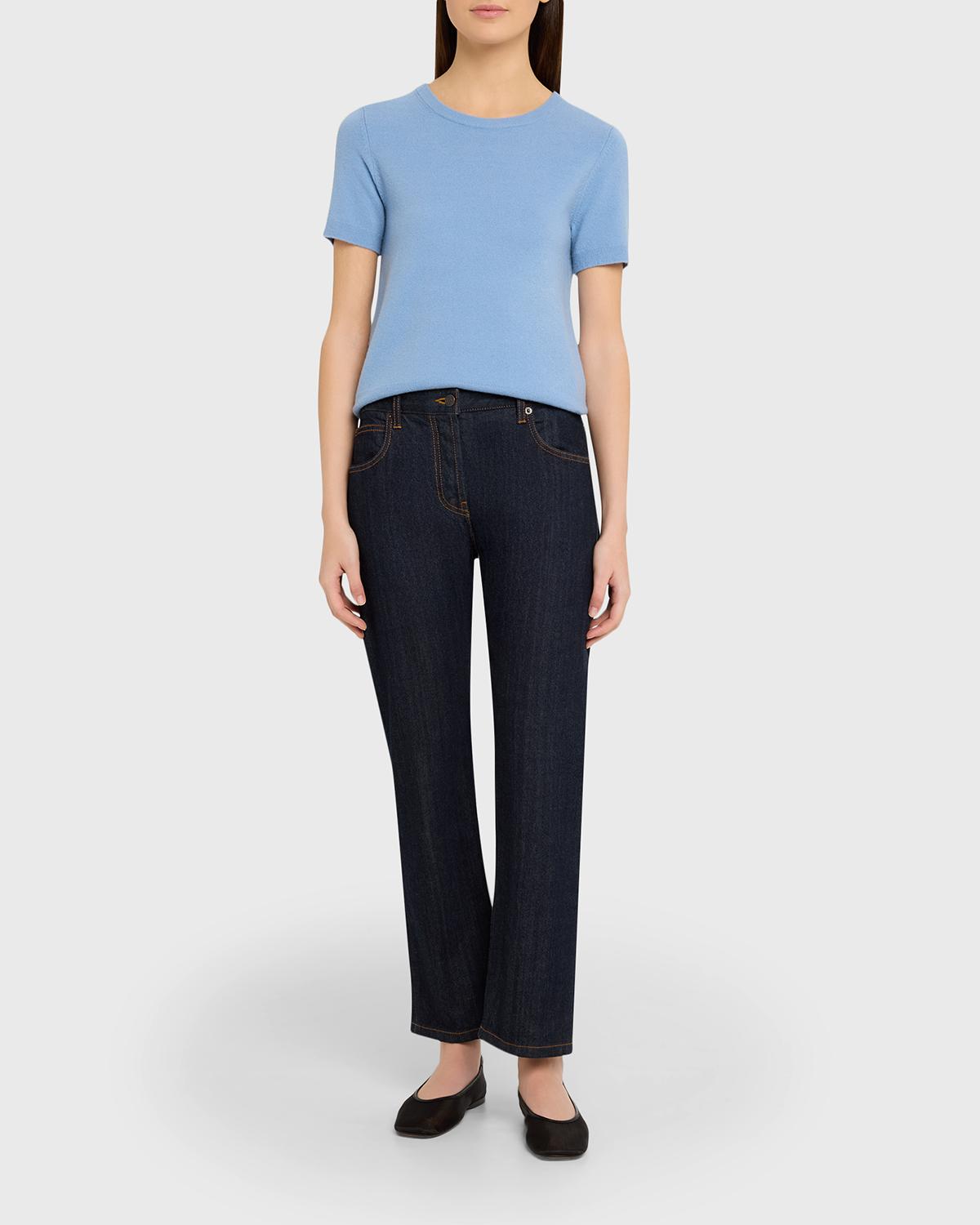 Cashmere-Blend Short-Sleeve Crewneck Sweater - thumbnail 2