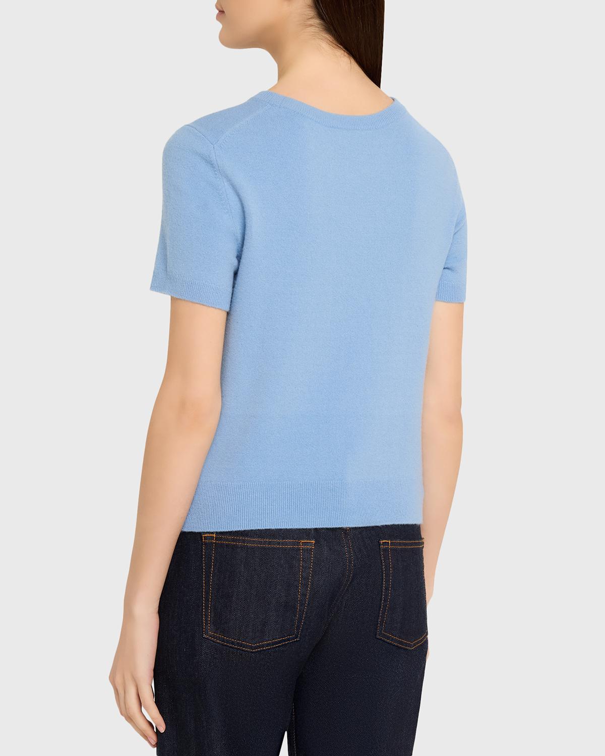 Cashmere-Blend Short-Sleeve Crewneck Sweater - thumbnail 3
