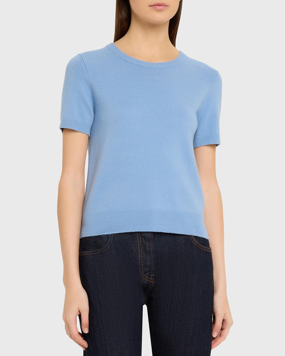 Cashmere-Blend Short-Sleeve Crewneck Sweater - thumbnail 4