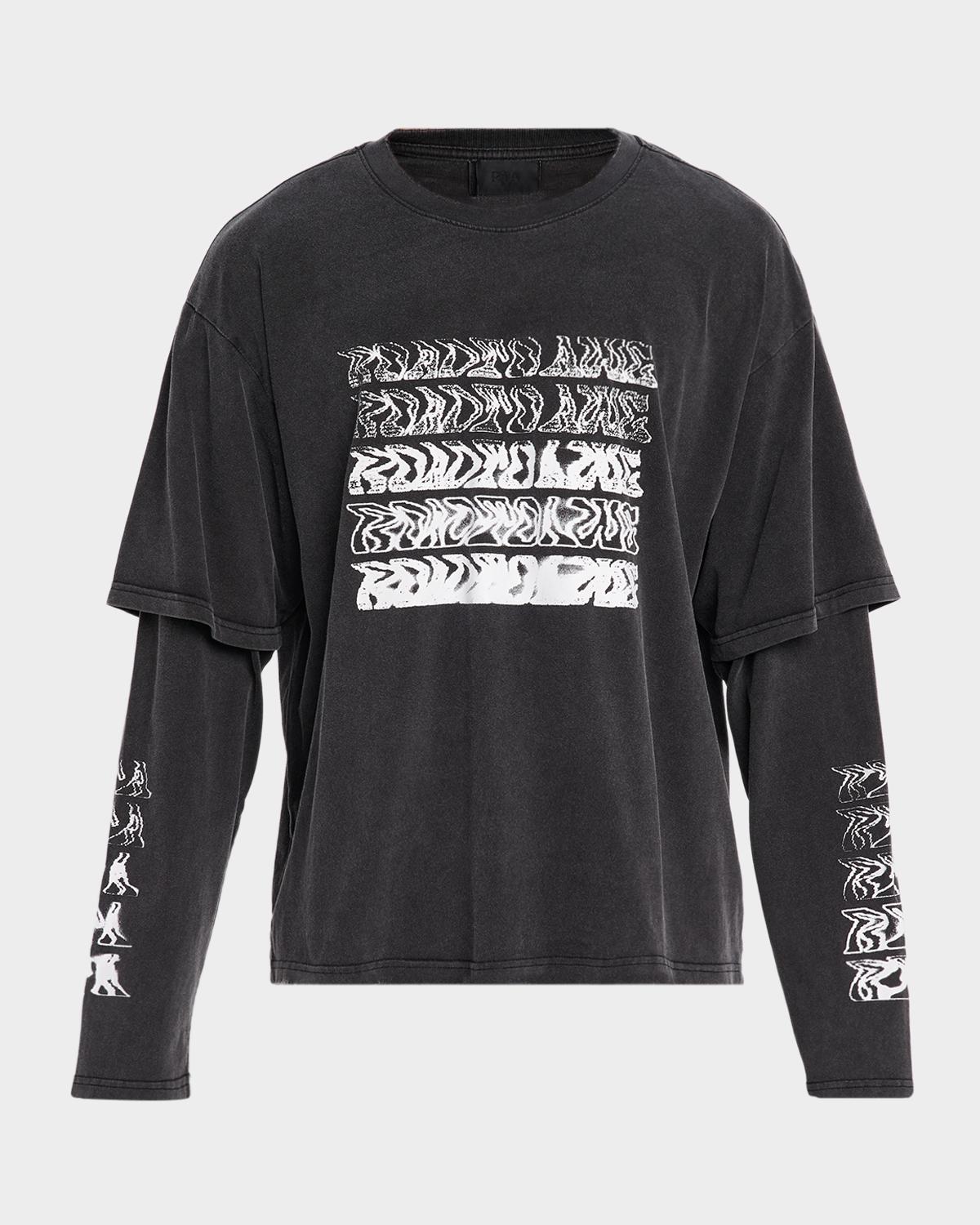 RTA Men's Double Layer Long-Sleeve Graphic T-Shirt | Neiman Marcus