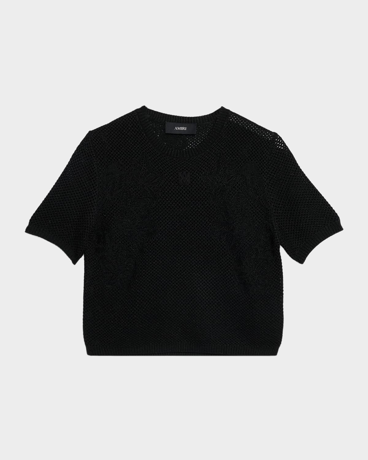 Amiri Floral Crochet Knit Short-Sleeve Top | Neiman Marcus