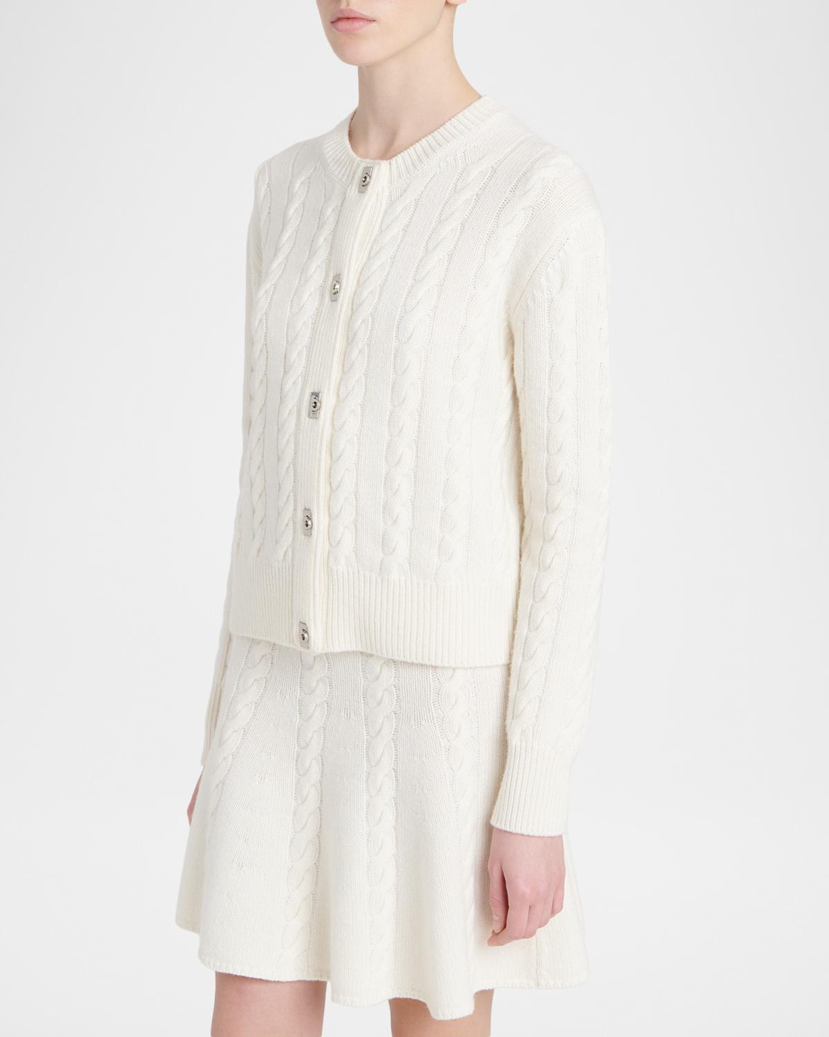 Wool-Cashmere Cable Knit Gancio Cardigan - thumbnail 4
