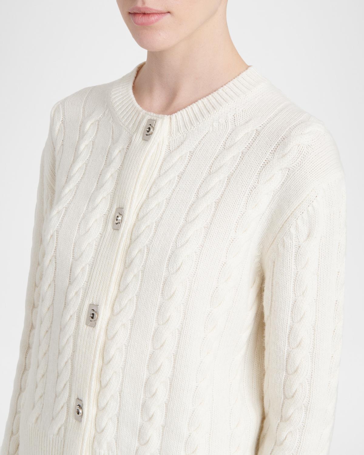 Wool-Cashmere Cable Knit Gancio Cardigan - thumbnail 6