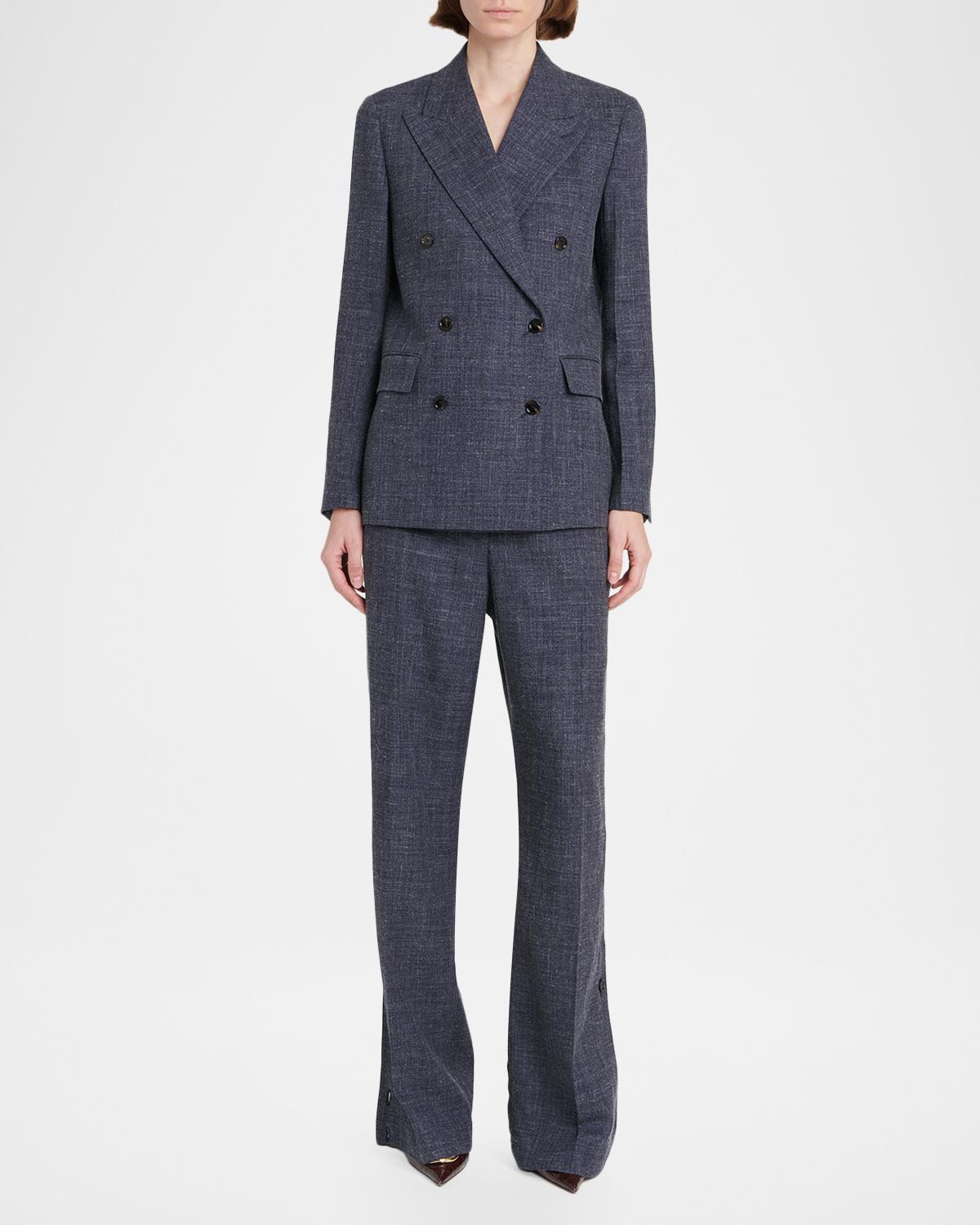 Wool-Linen Buttoned Straight-Leg Trousers - thumbnail 5