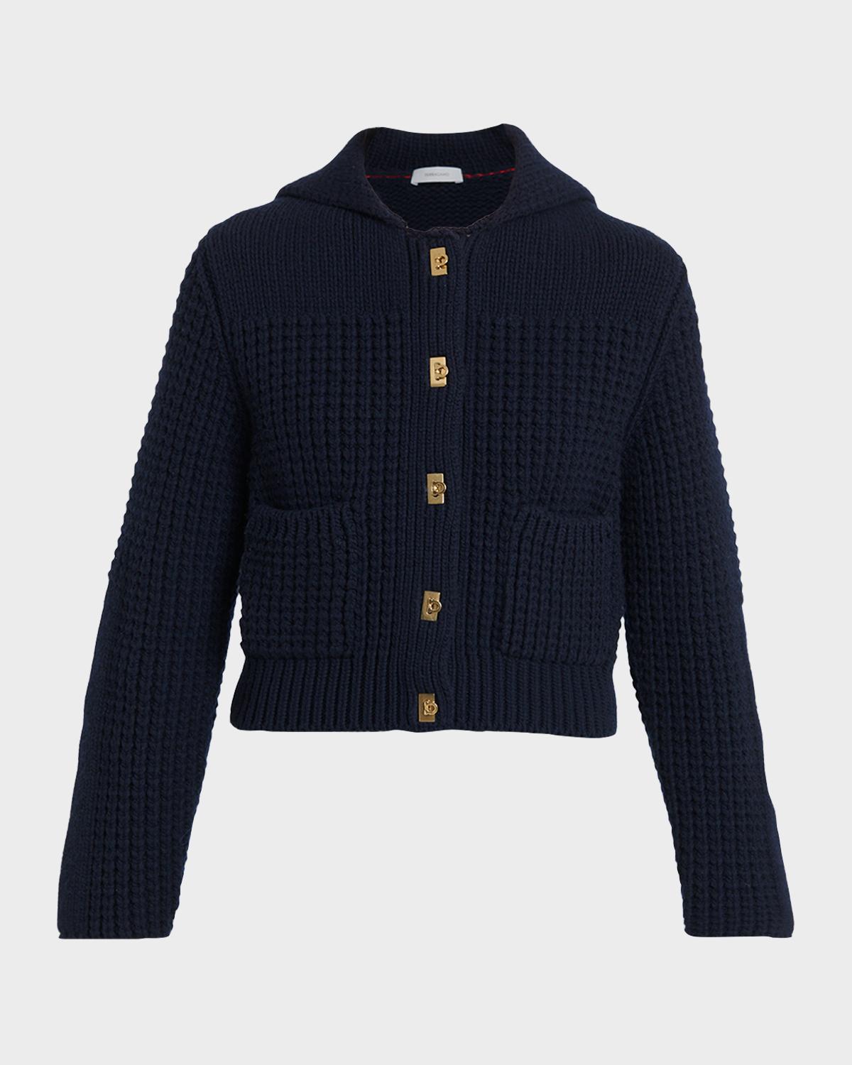 Gancini Sailor Collar Wool-Cashmere Cardigan
