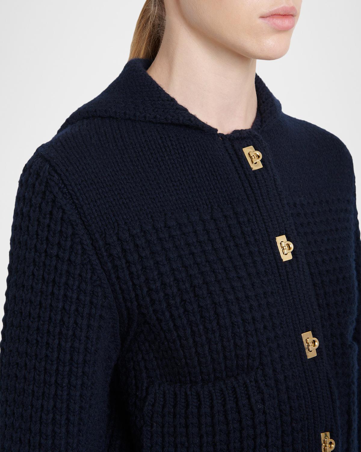 Gancini Sailor Collar Wool-Cashmere Cardigan - thumbnail 5