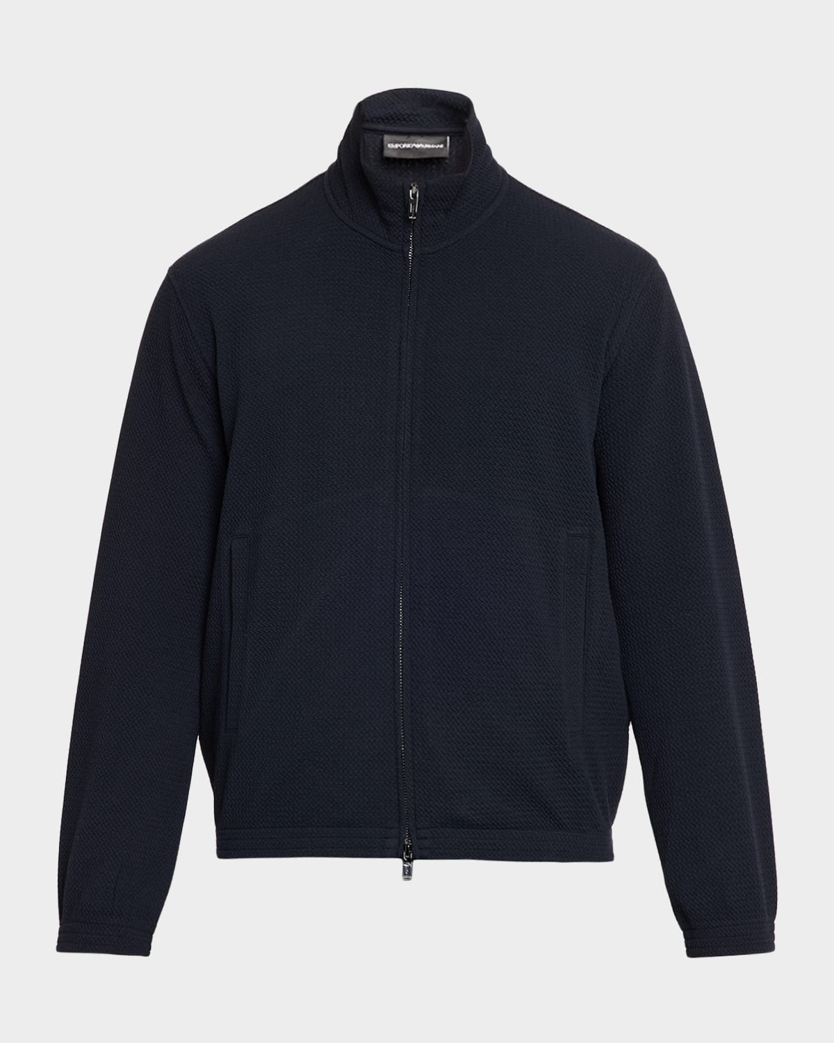 ARMANI COLLEZIONI/sidezip knitサイドジップニット Emporio Armani Men's Textured Jersey Full-Zip Sweater | Neiman Marcus