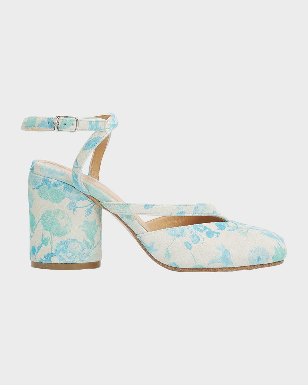Maison Margiela 80mm Floral-Printed Suede Split-Toe Pumps | Neiman