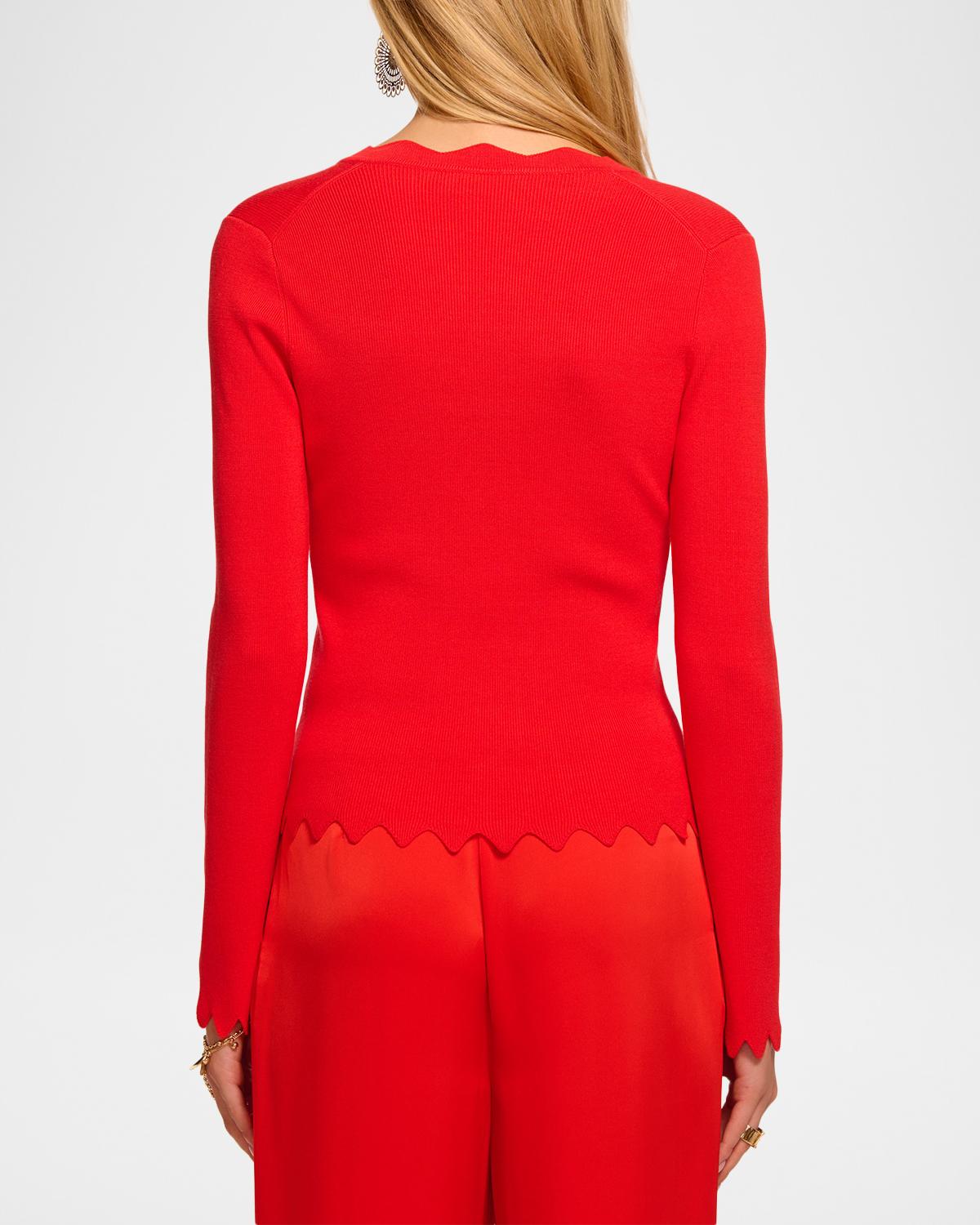 Emma Ribbed Knit V-Neck Cardigan - thumbnail 2
