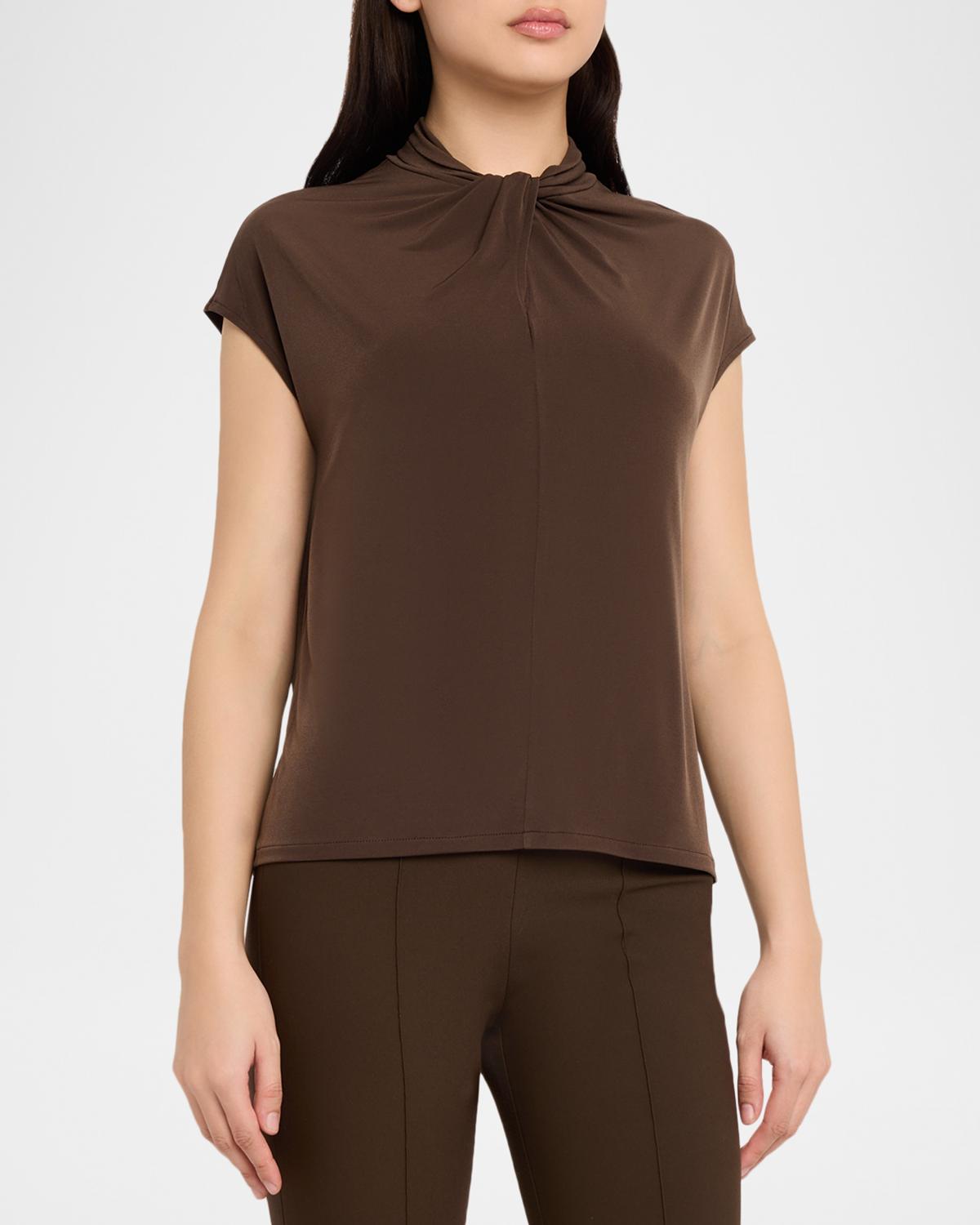 Cap-Sleeve Twist-Front Jersey Top - thumbnail 4
