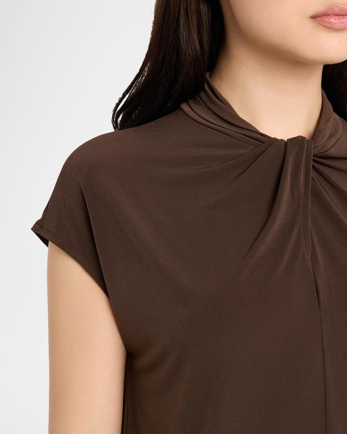 Cap-Sleeve Twist-Front Jersey Top - thumbnail 5