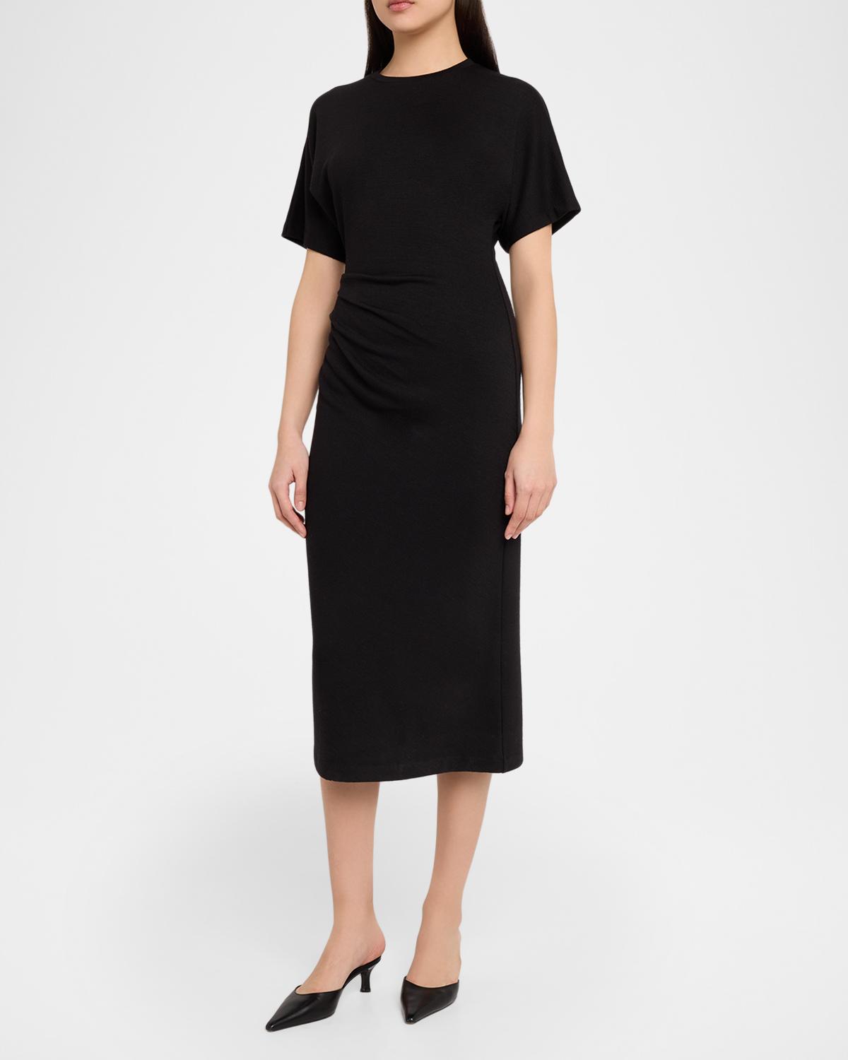 Short-Sleeve Ruched Jersey Midi Dress - thumbnail 2