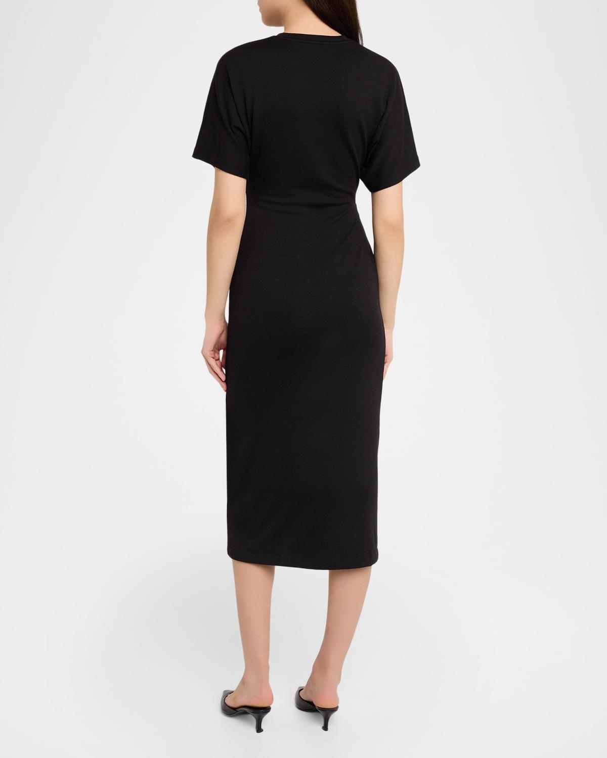 Short-Sleeve Ruched Jersey Midi Dress - thumbnail 3