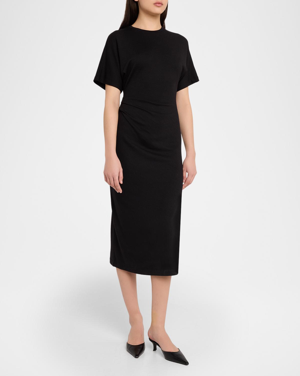 Short-Sleeve Ruched Jersey Midi Dress - thumbnail 4