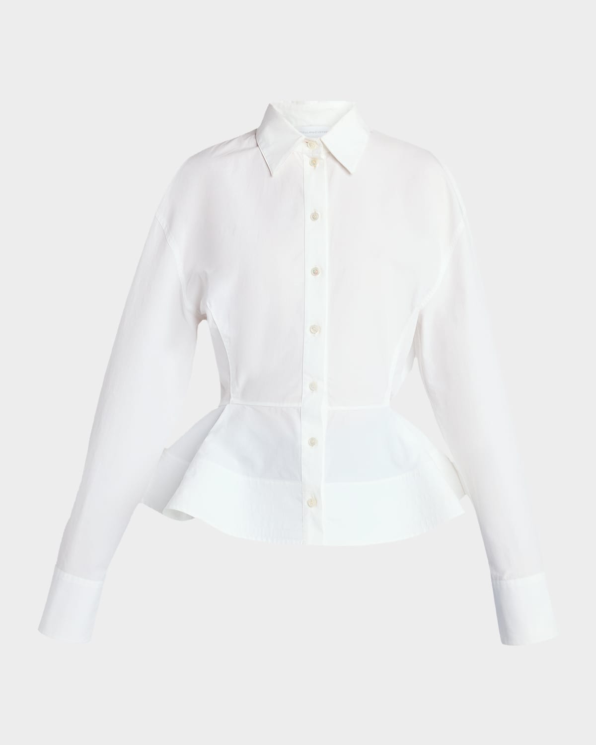 Stella McCartney Cotton Poplin Button-Front Peplum Shirt | Neiman