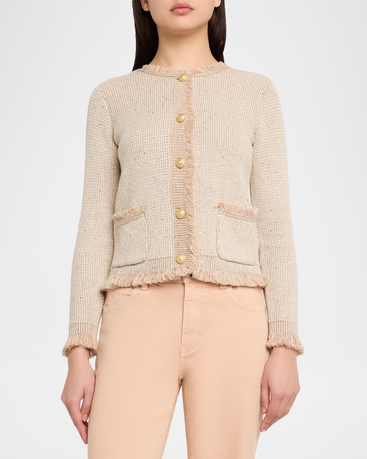 Kailey Fringe-Trim Sequin Knit Sweater - thumbnail 4