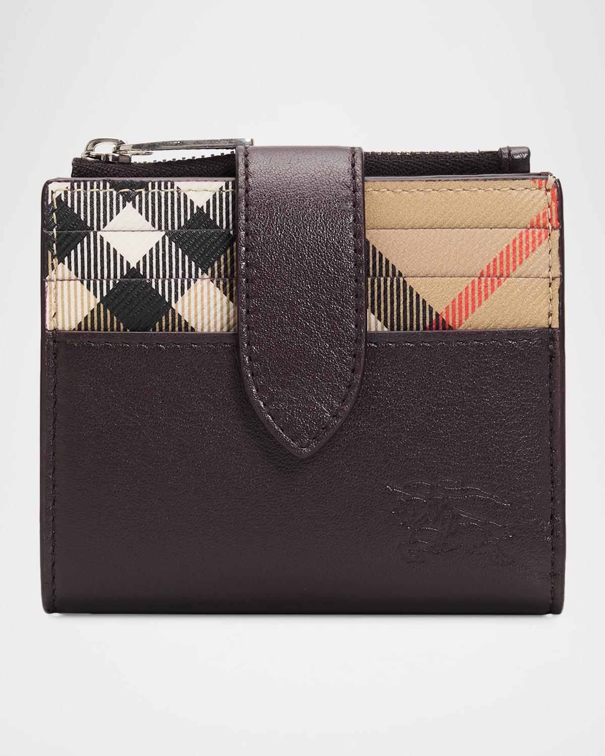 Burberry Men's Pop Check Leather Bifold Zip Wallet | Neiman Marcus