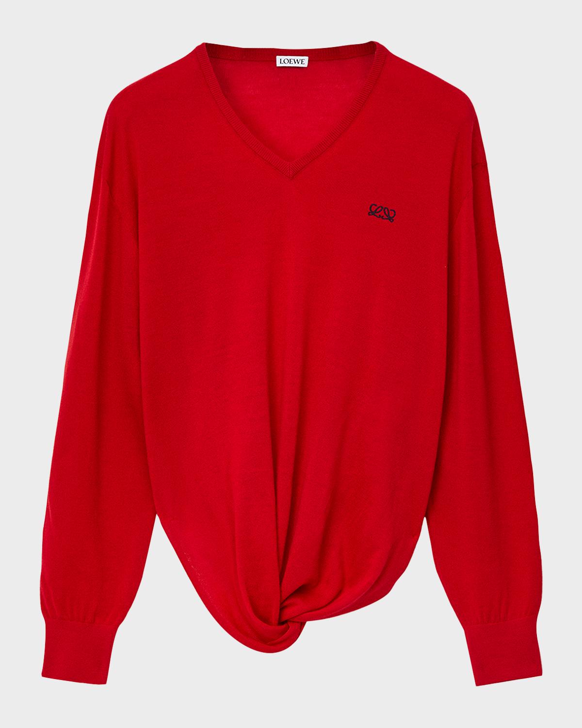 LOEWE Draped V-Neck Sweater | Neiman Marcus
