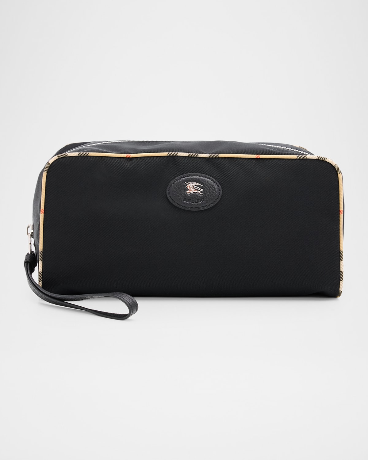 BURBERRY ブラック ケース Burberry Men's Medium Check-Trim Travel Zip Pouch | Neiman Marcus