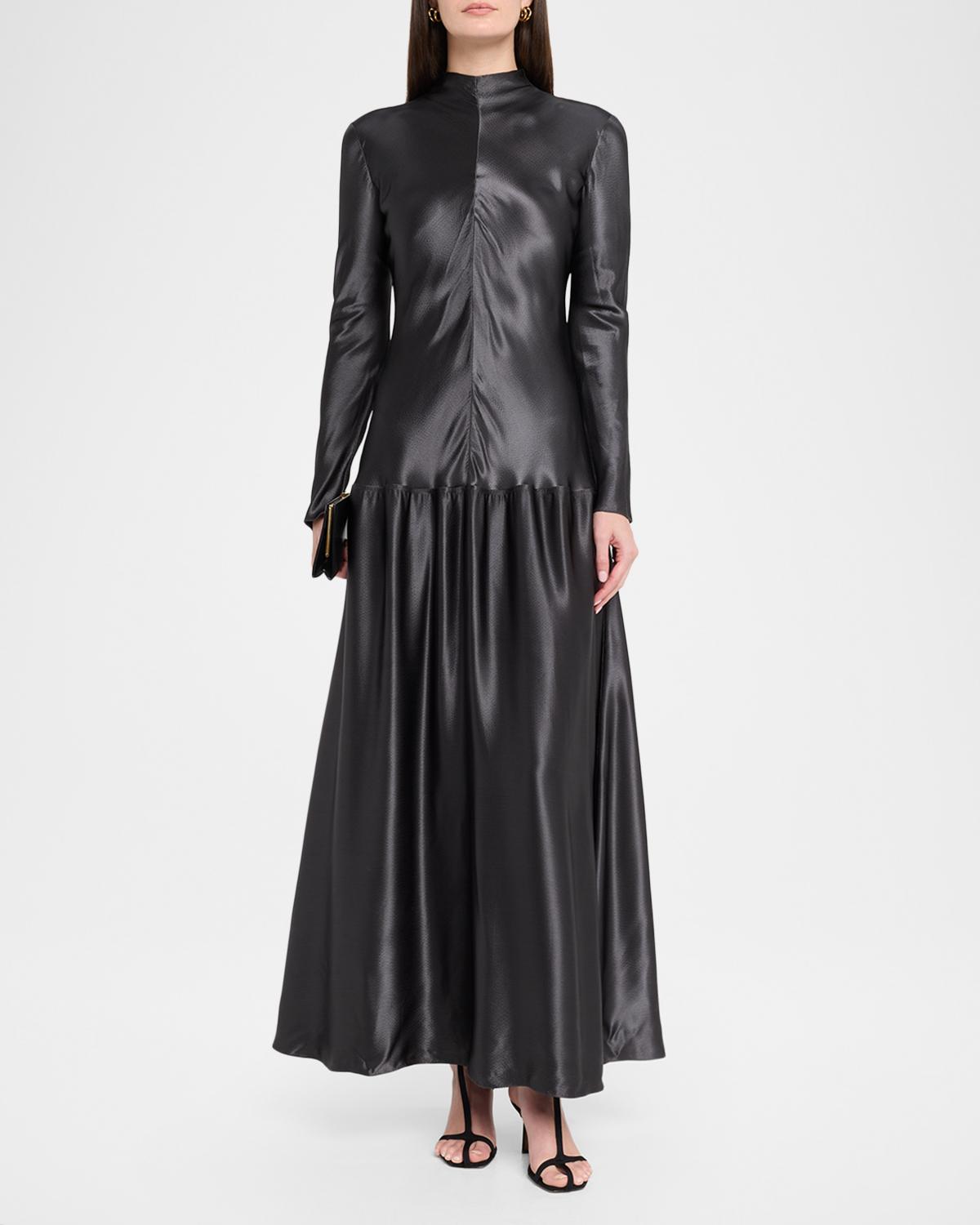 Mila Satin Drop-Waist Dress - thumbnail 4