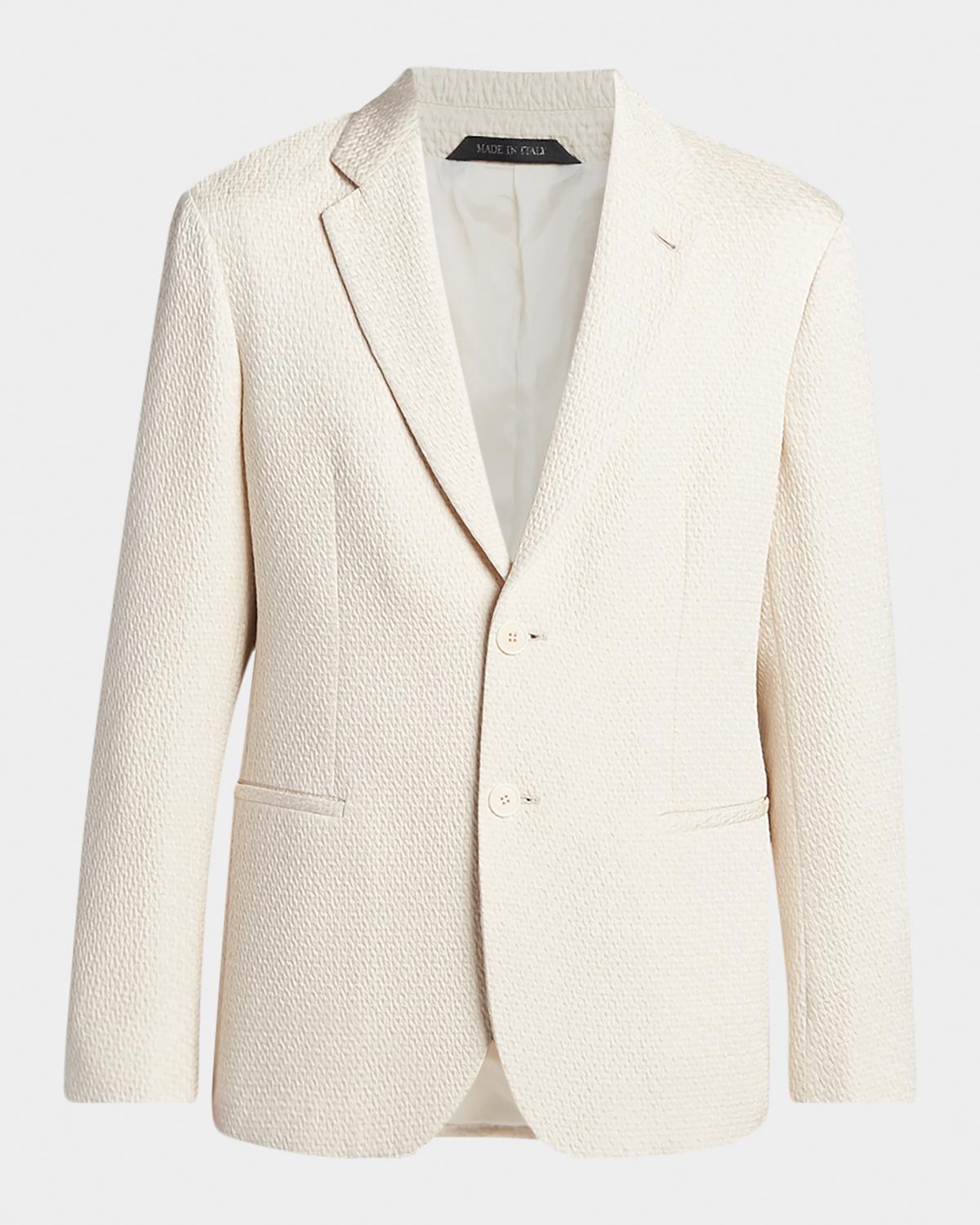 Giorgio Armani Men's Silk and Nylon Jacquard Single-Breasted