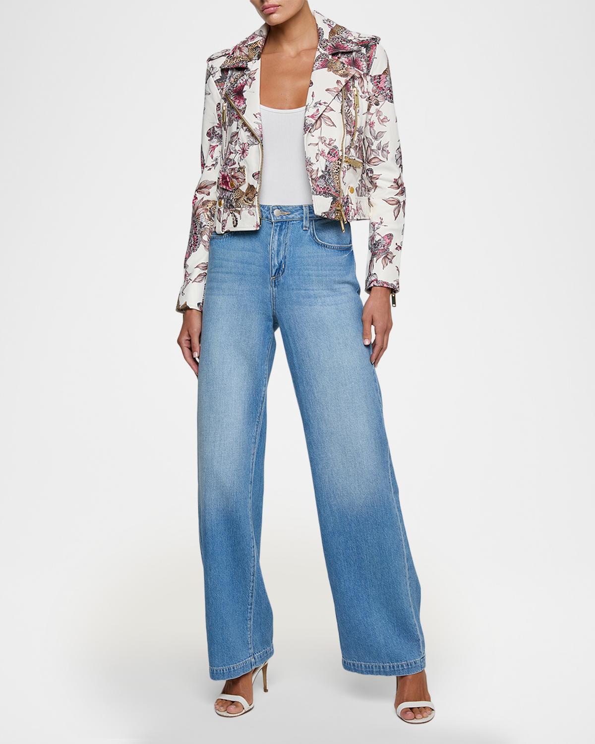 Blakely Printed Leather Biker Jacket - thumbnail 2