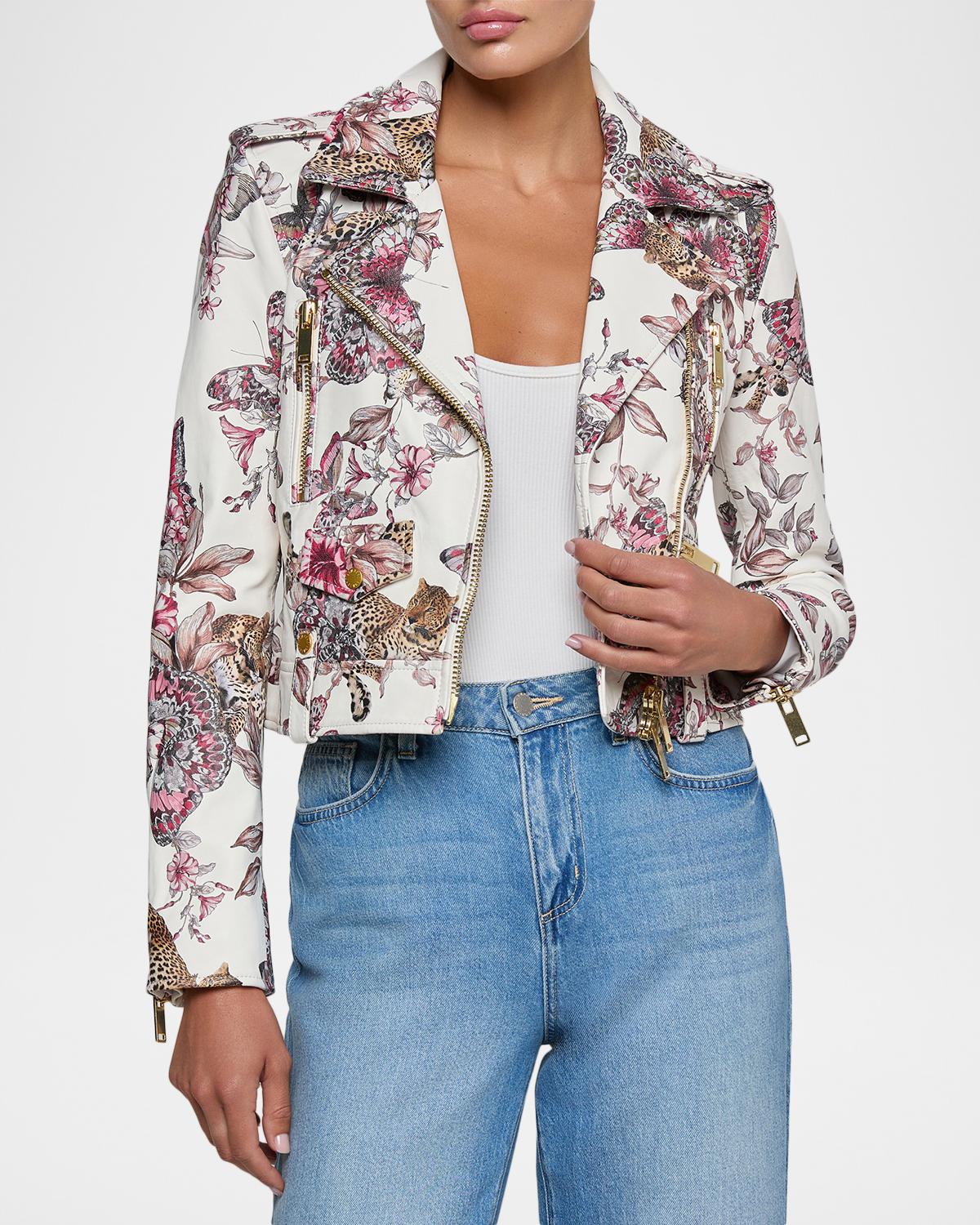 Blakely Printed Leather Biker Jacket - thumbnail 4