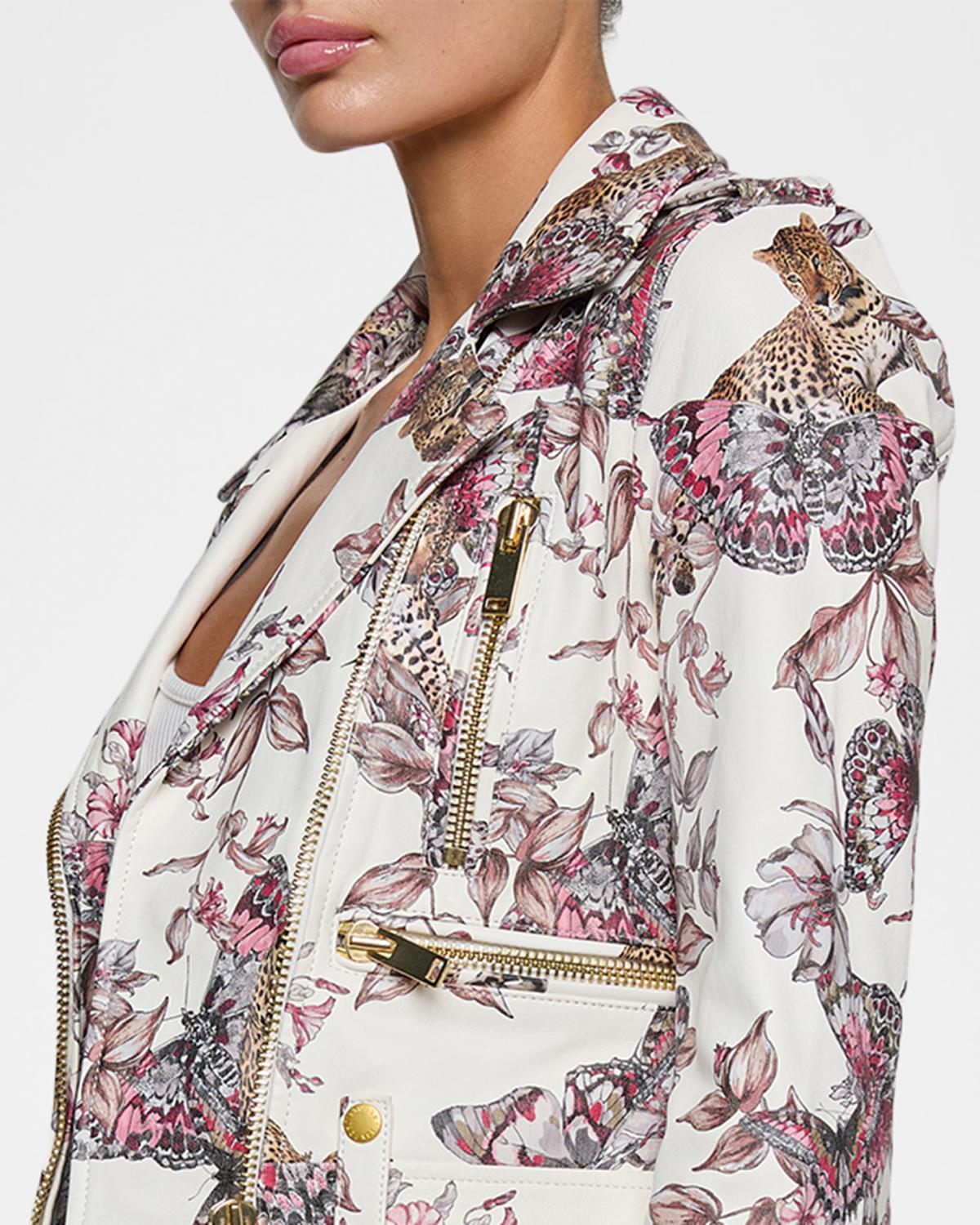 Blakely Printed Leather Biker Jacket - thumbnail 5