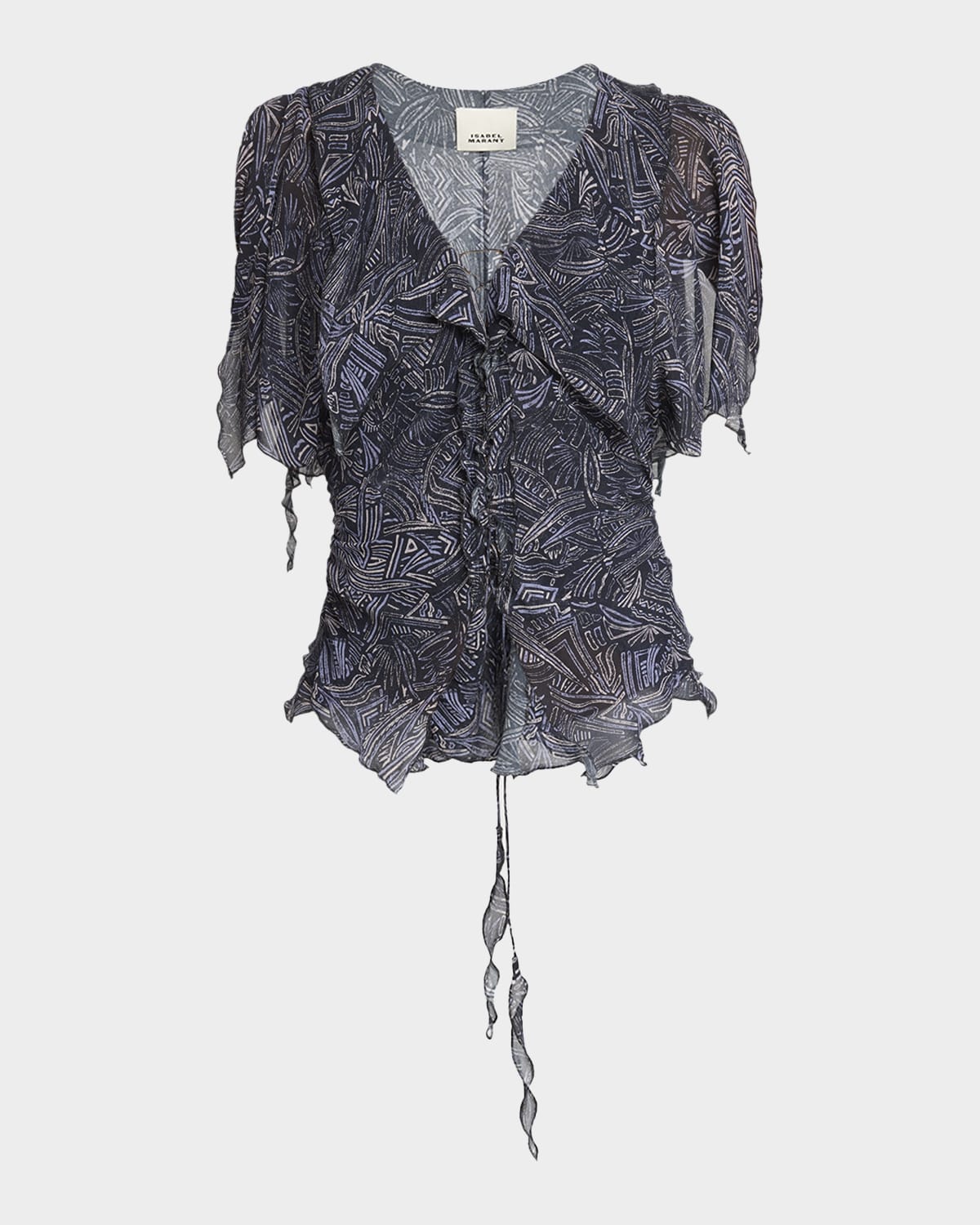 Isabel Marant Thanais Lace-Up Silk Top | Neiman Marcus