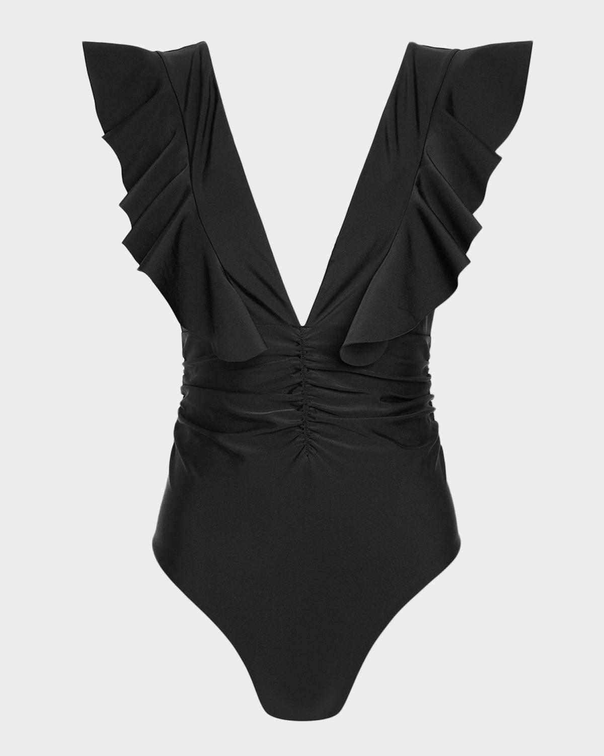 Ramy Brook Kaye Ruffle One-Piece Swimsuit | Neiman Marcus