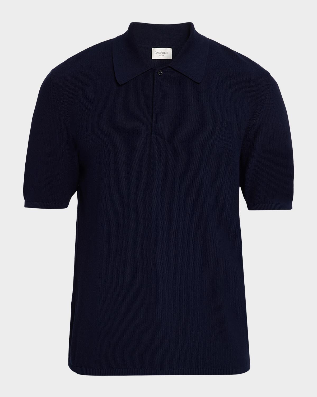 Saint Laurent Men's Cotton Knit Short-Sleeve Polo Sweater | Neiman