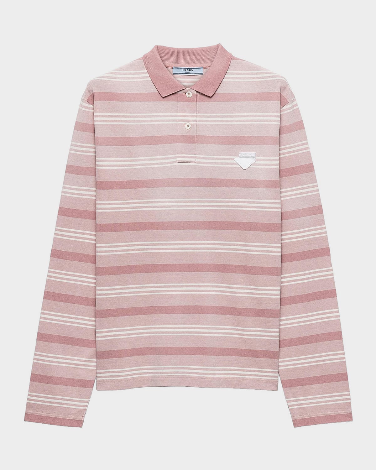 Prada Striped Cotton Pique Polo Shirt | Neiman Marcus