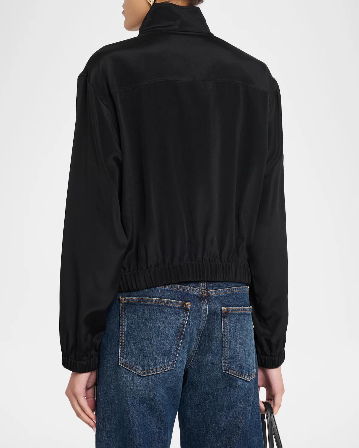 Turtleneck Stretch Georgette Bomber Jacket - thumbnail 3