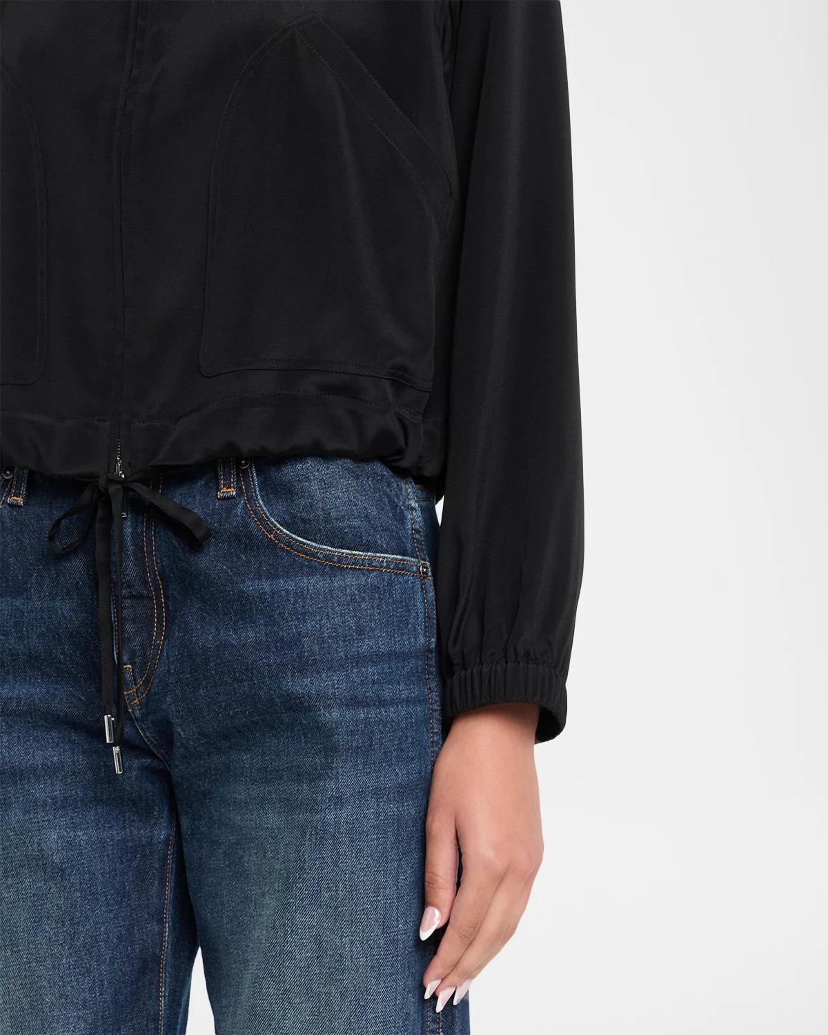 Turtleneck Stretch Georgette Bomber Jacket - thumbnail 5