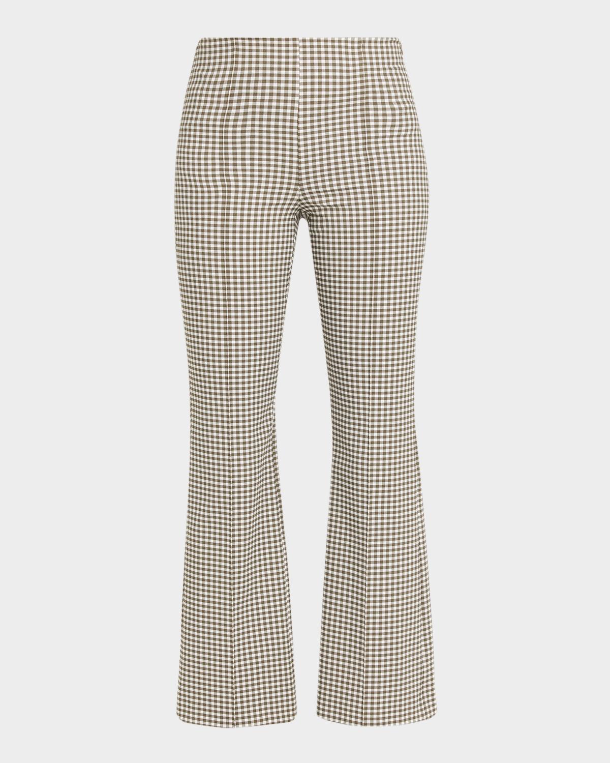 Vince Niki Gingham Mid-Rise Crop Flare Pants | Neiman Marcus