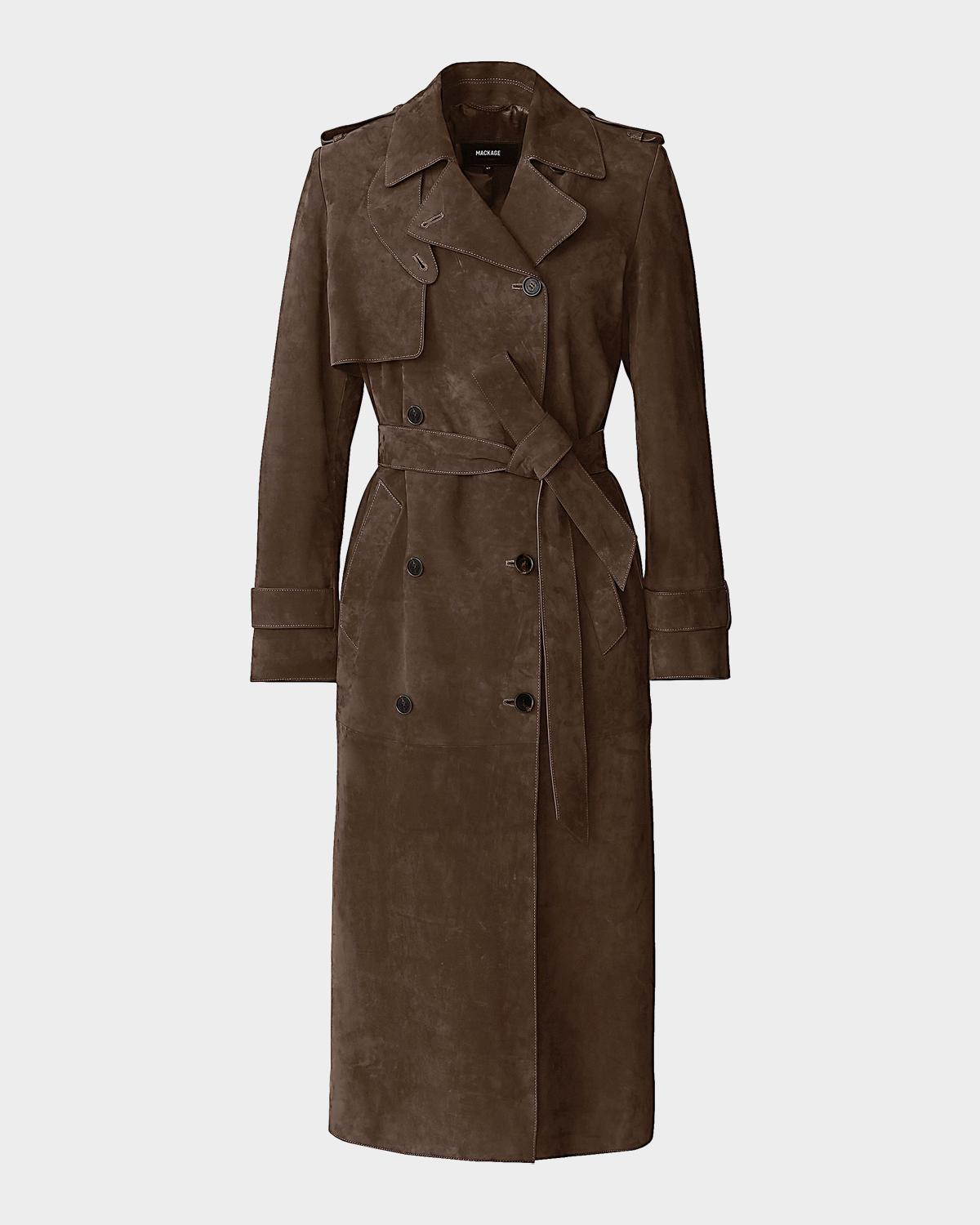 Gael Maxi Suede Trench Coat