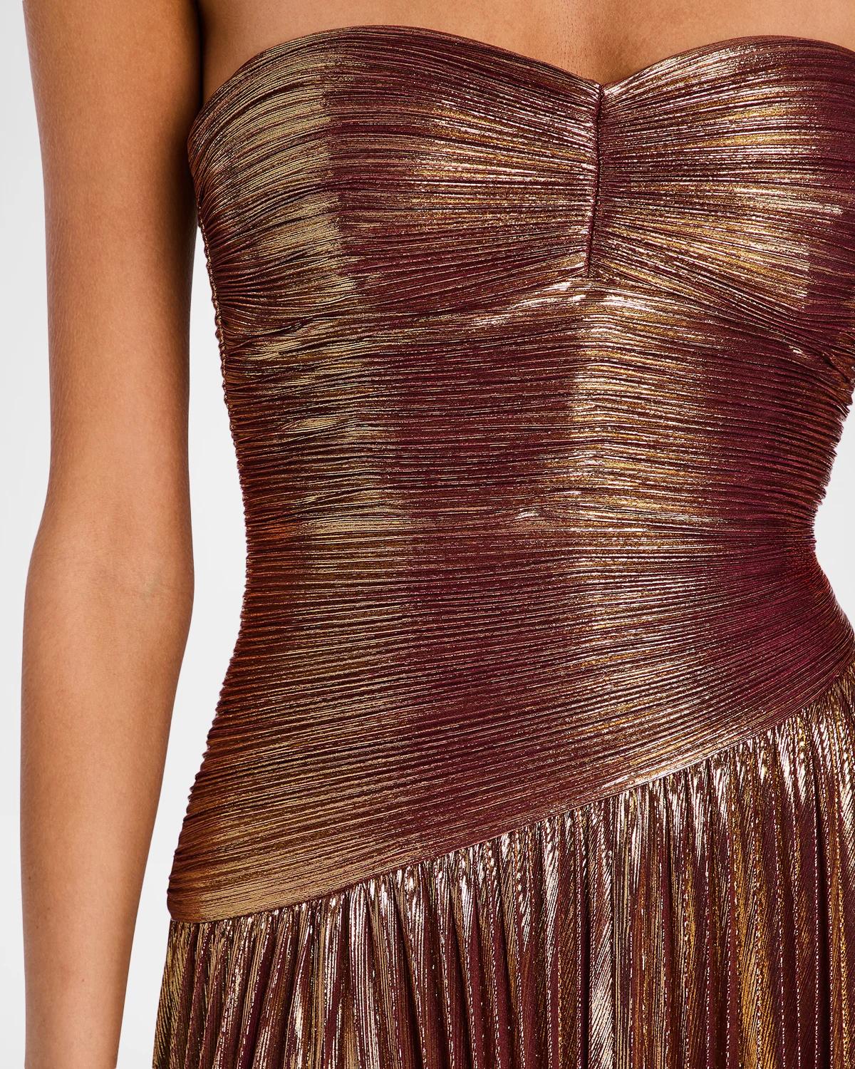 Saba Pleated Metallic Strapless Maxi Dress - thumbnail 6