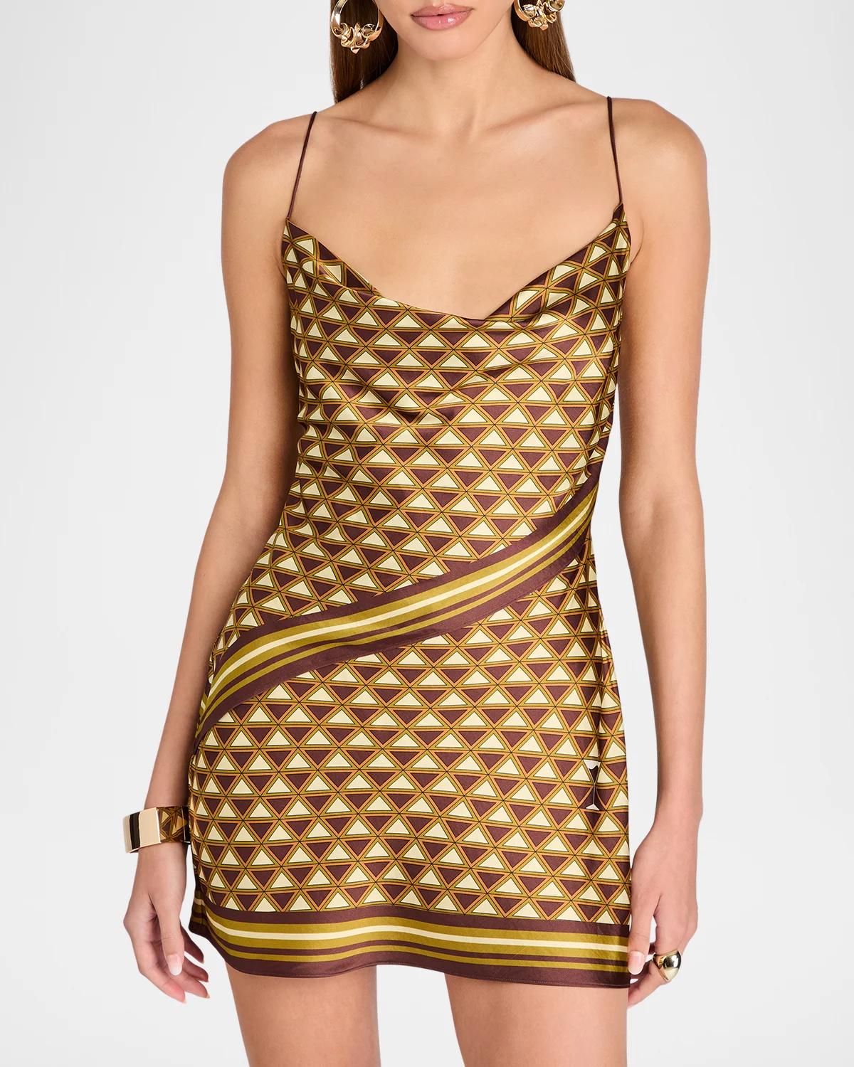 Clemenza Satin Cowl-Neck Mini Dress - thumbnail 4