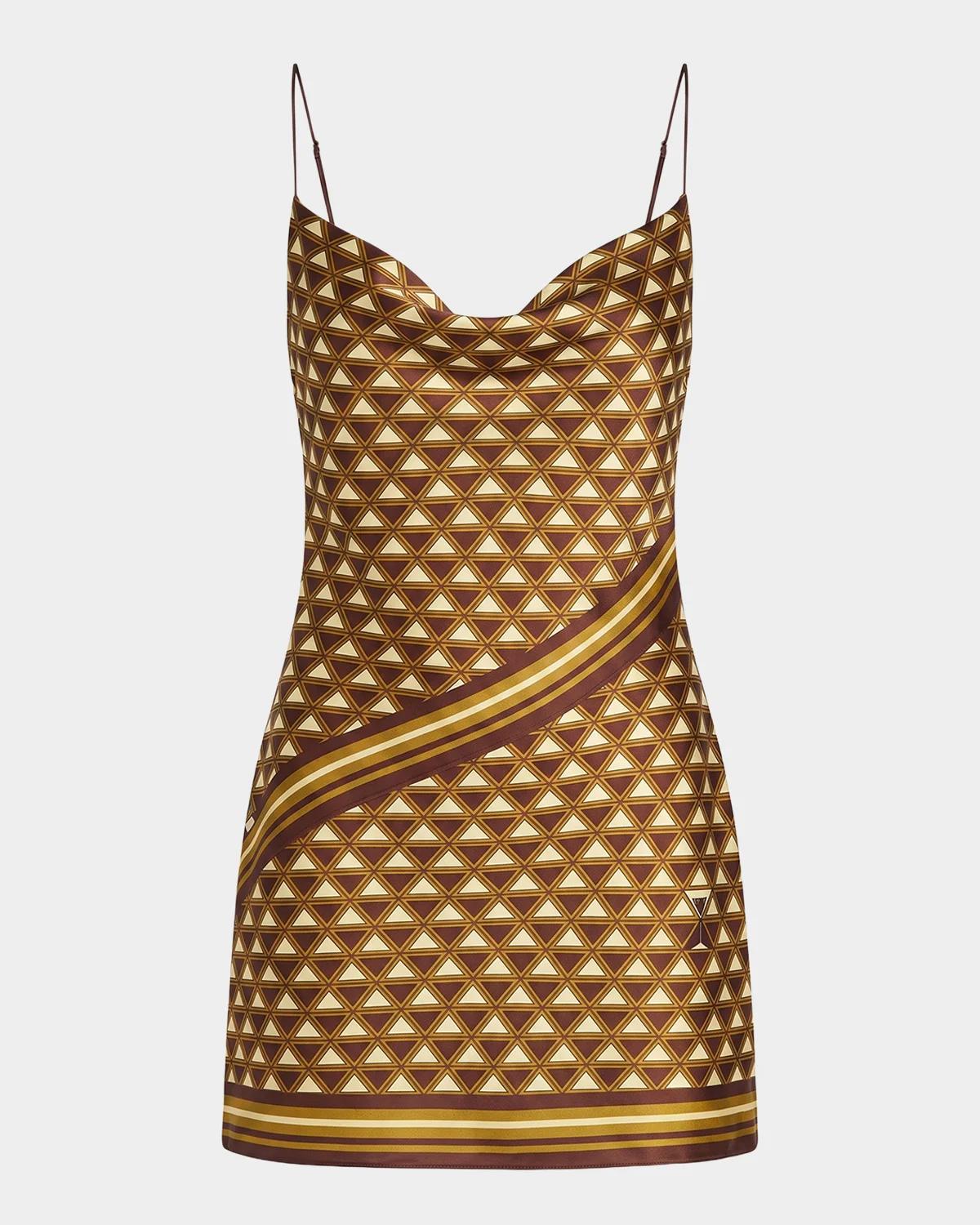 Clemenza Satin Cowl-Neck Mini Dress